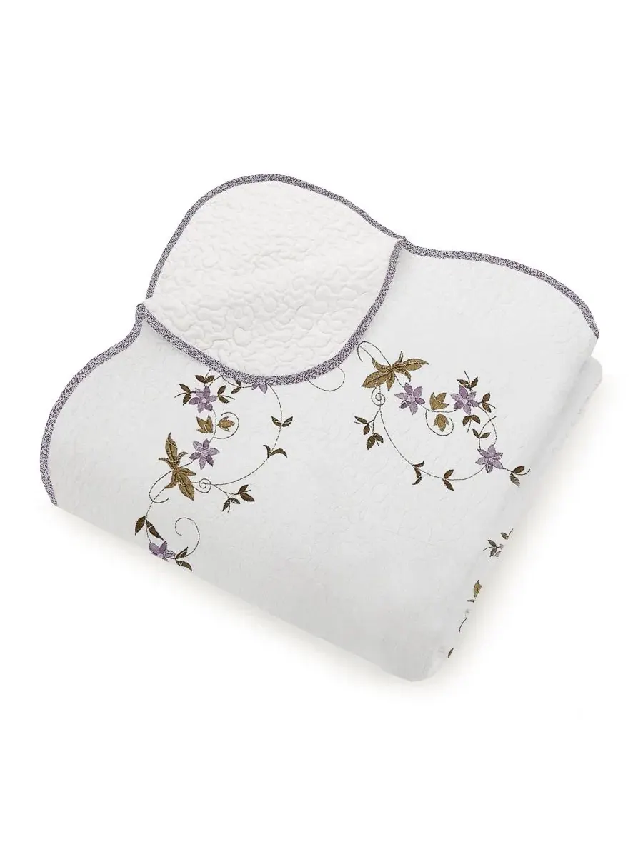Комплект стеганого покрывала Gwen Floral Embroidered 3-Piece Modern Heirloom — изображение 2 из 4, белый