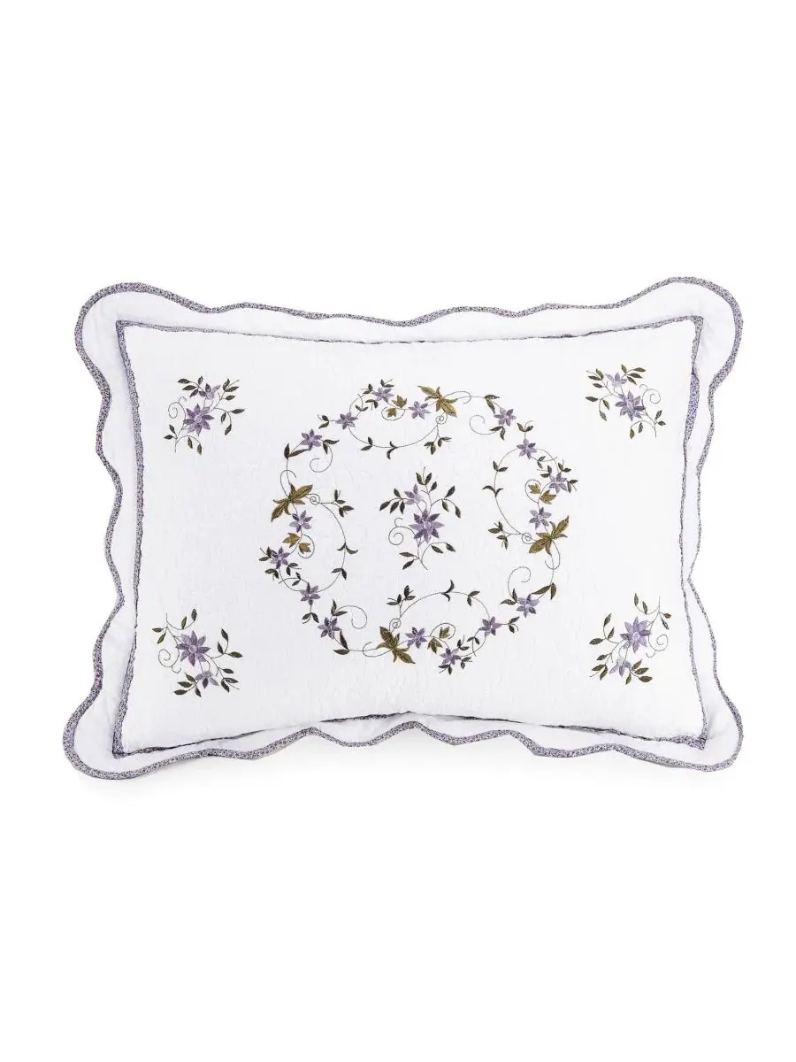 Комплект стеганого покрывала Gwen Floral Embroidered 3-Piece Modern Heirloom — изображение 3 из 4, белый