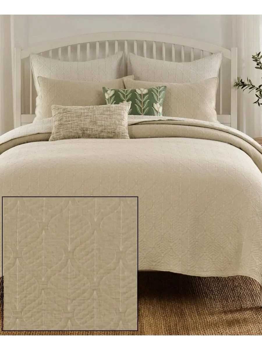 Комплект стеганого покрывала Harper Jacquard-Woven Reversible 3-Piece Greenland Home Fashions — изображение 7 из 7, тауп