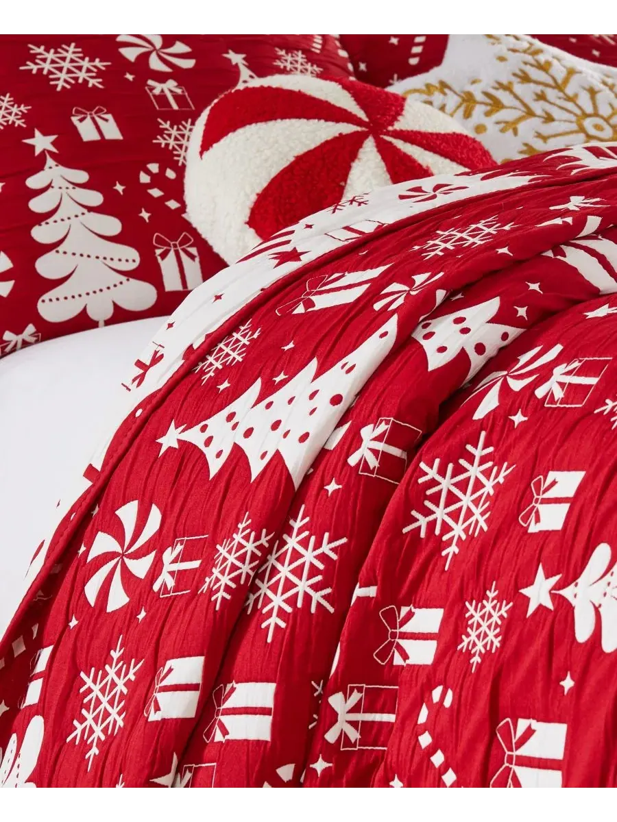 Покрывало-комплект Peppermint Party Holiday Greenland Home Fashions — изображение 3 из 5, красный