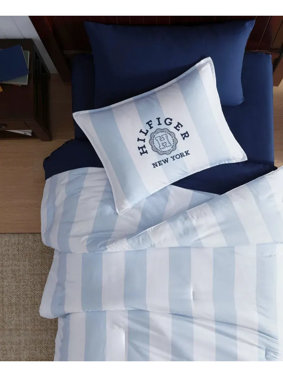 Комплект стеганого одеяла Berkeley Stripe Tommy Hilfiger — изображение 2 из 7, белый синий