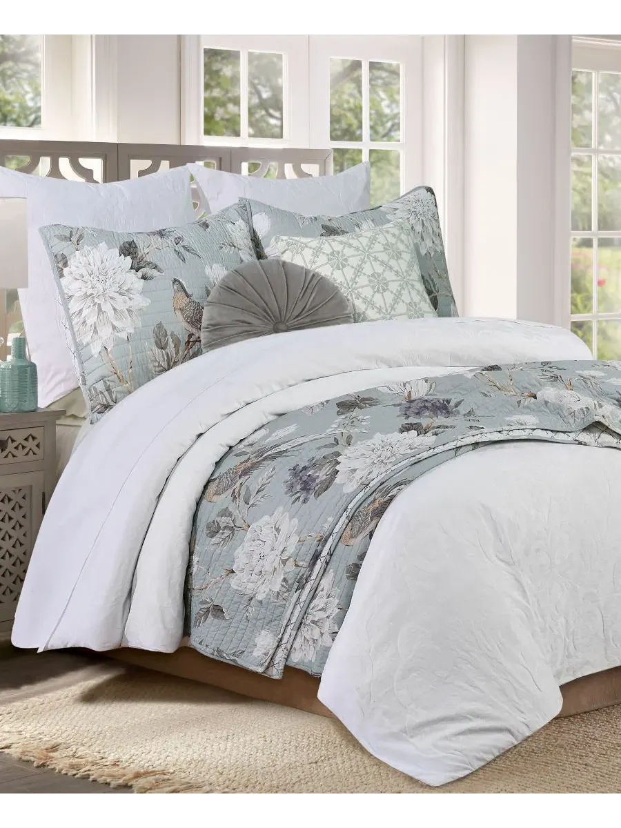 Трехпредметный комплект стеганых покрывал Belvedere Reversible, King/California King Levtex Home — изображение 2 из 5, синий