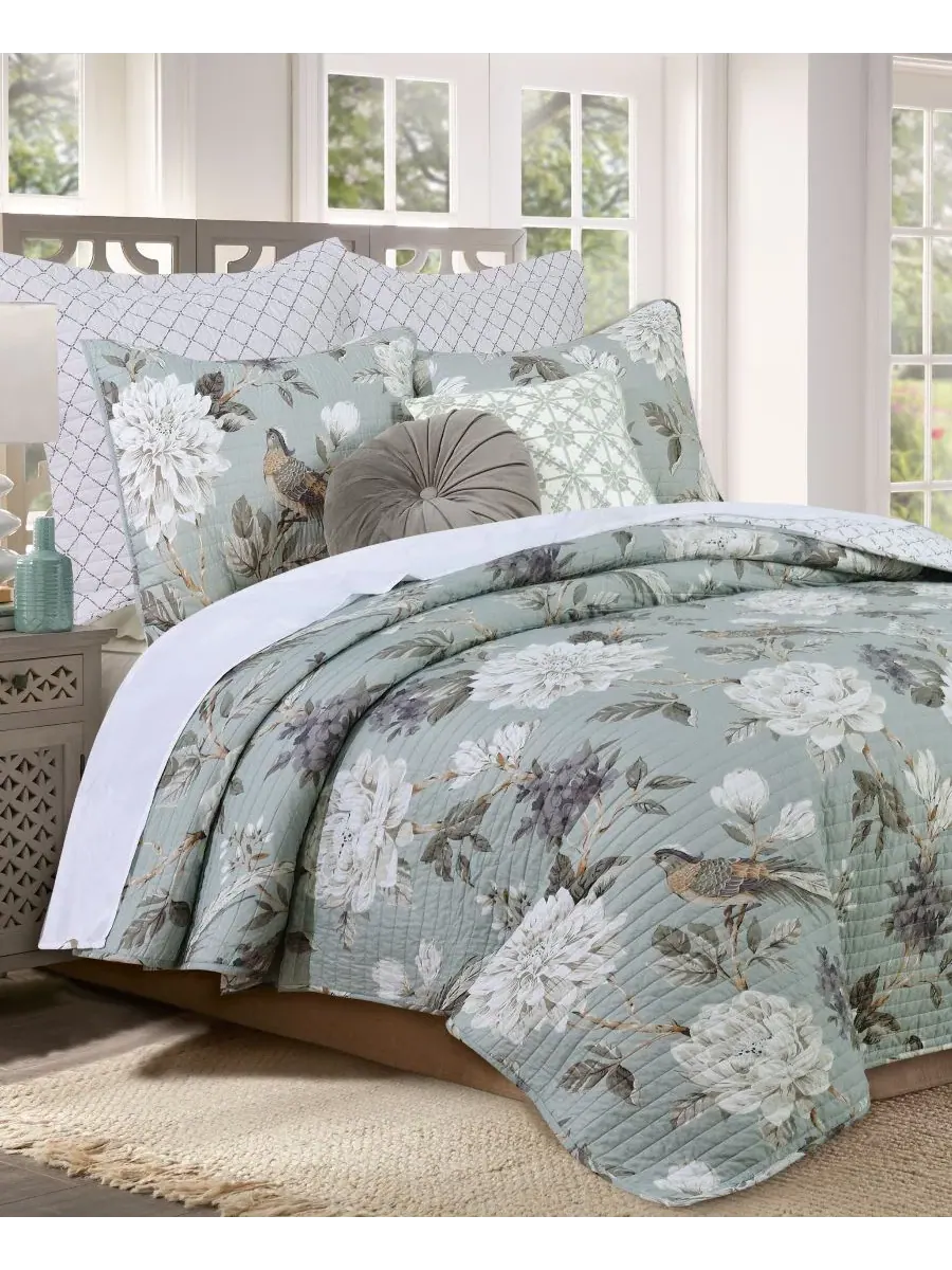 Трехпредметный комплект стеганых покрывал Belvedere Reversible, King/California King Levtex Home — изображение 4 из 5, синий