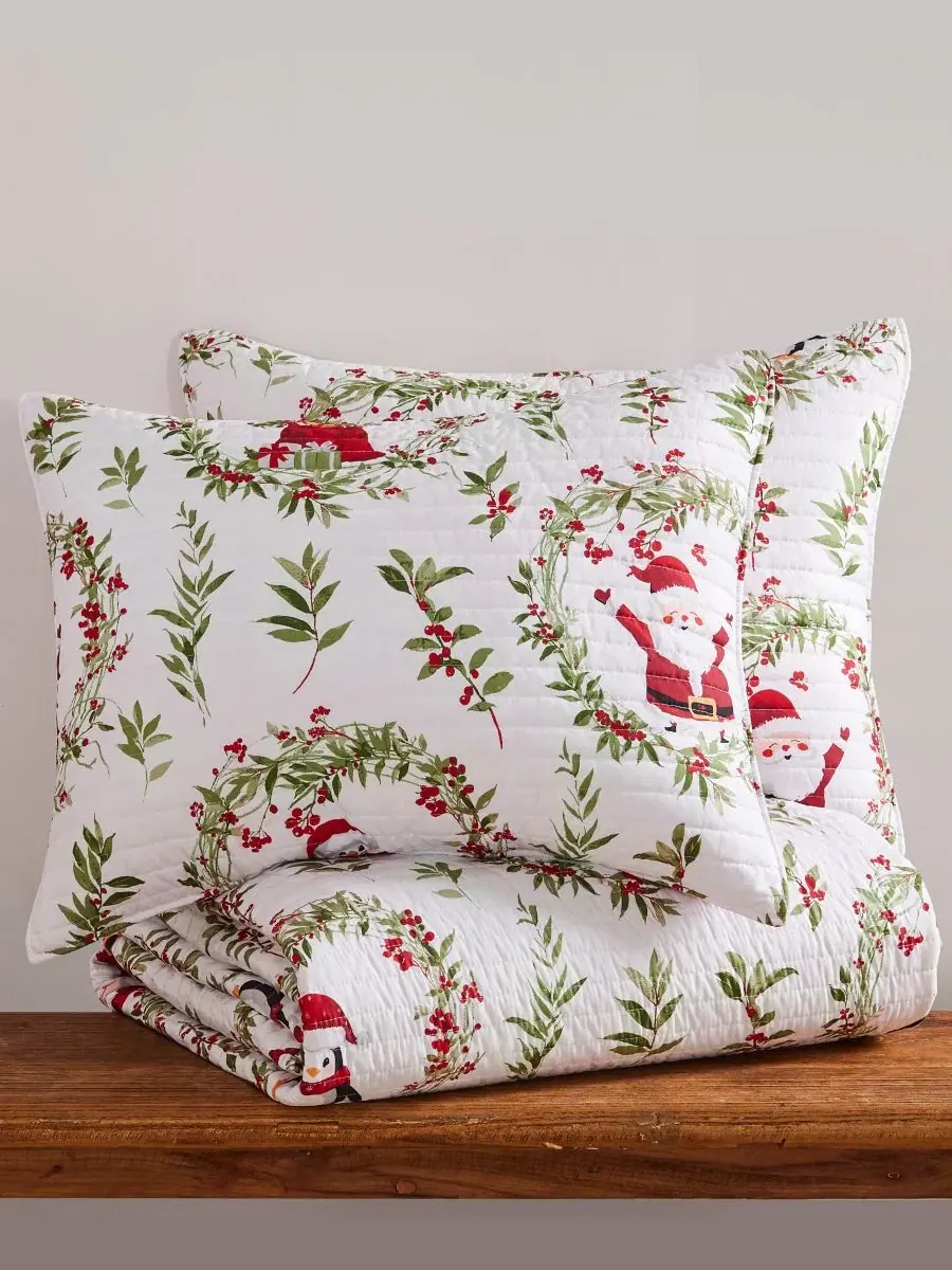 Комплект стеганого покрывала Merry Bright Pine Plaid Reversible Levtex Home — изображение 4 из 4, красный