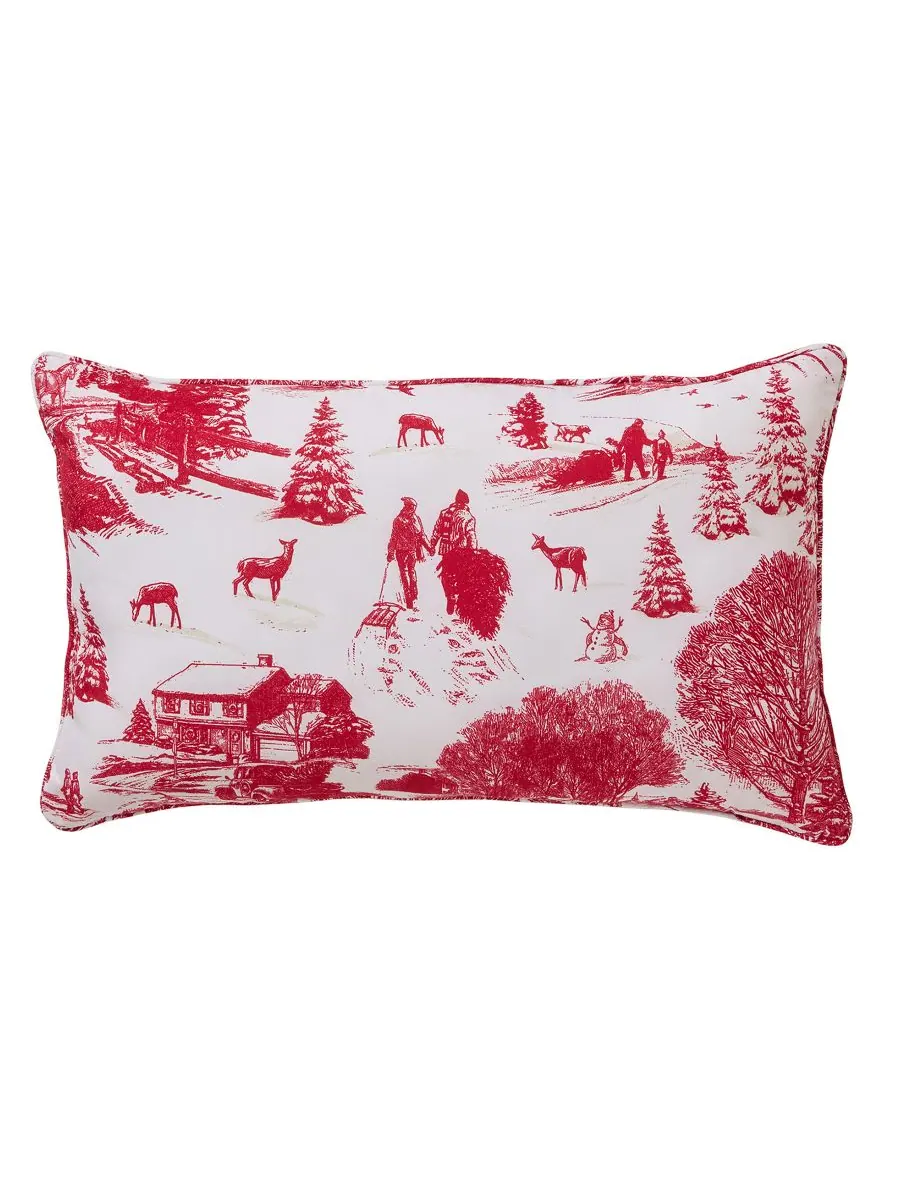 Комплект постельного белья Toile Holiday из 4 предметов, размер Full/Queen Hallmark Bedding — изображение 5 из 7, красный