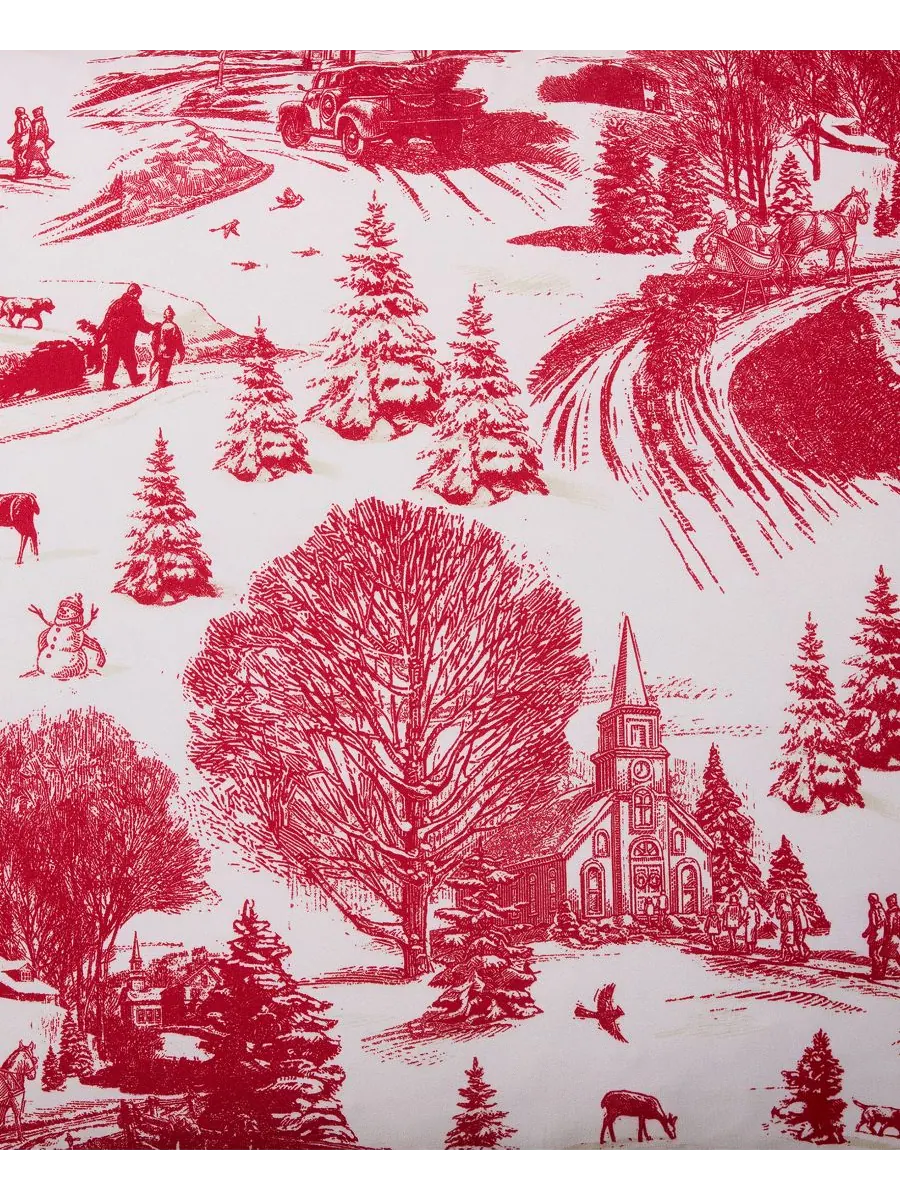 Комплект постельного белья Toile Holiday из 4 предметов, размер Full/Queen Hallmark Bedding — изображение 6 из 7, красный
