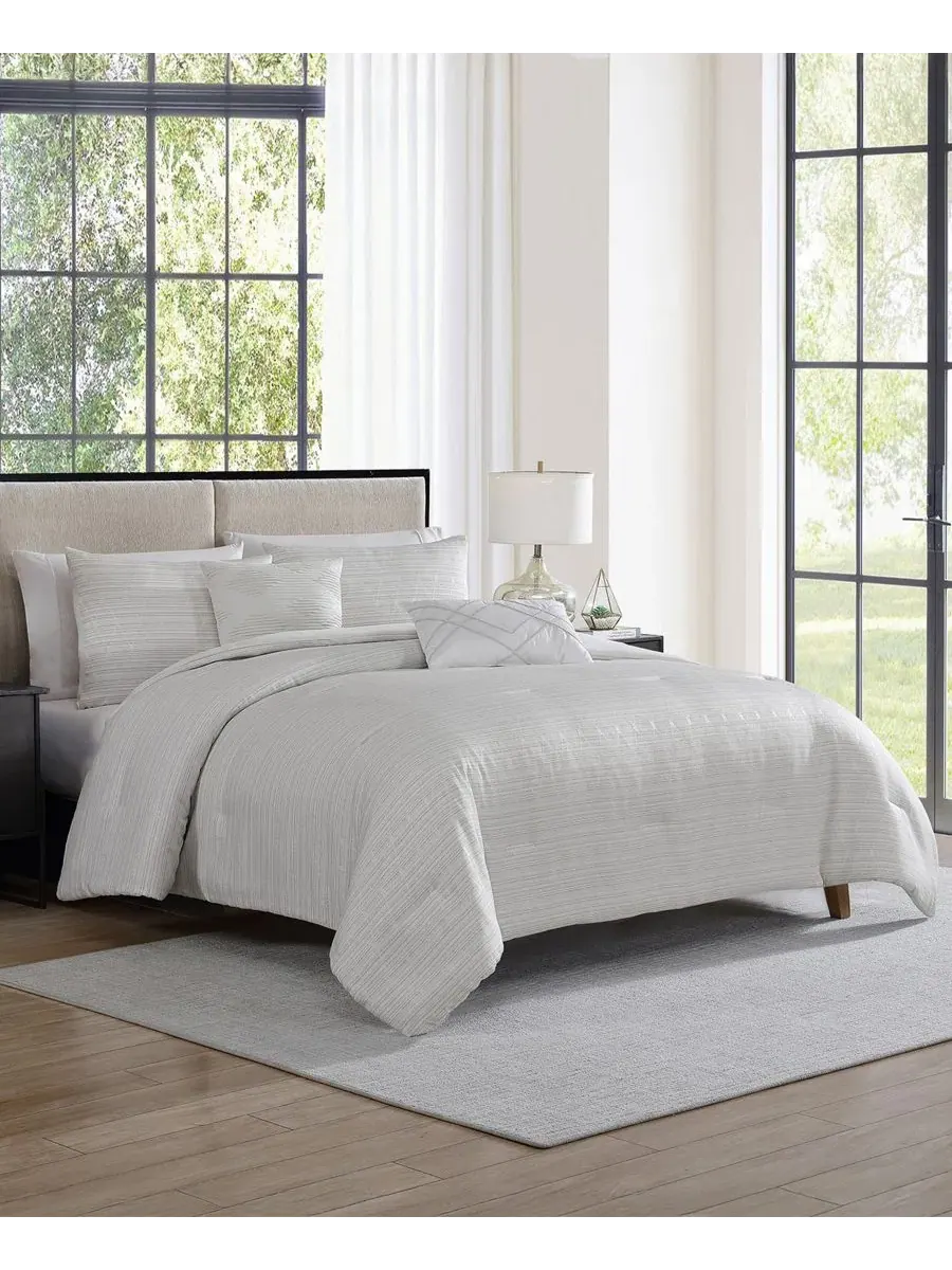 Комплект стеганого покрывала Marguerite Jacquard, 5 предметов, King VCNY Home — изображение 2 из 7, серый