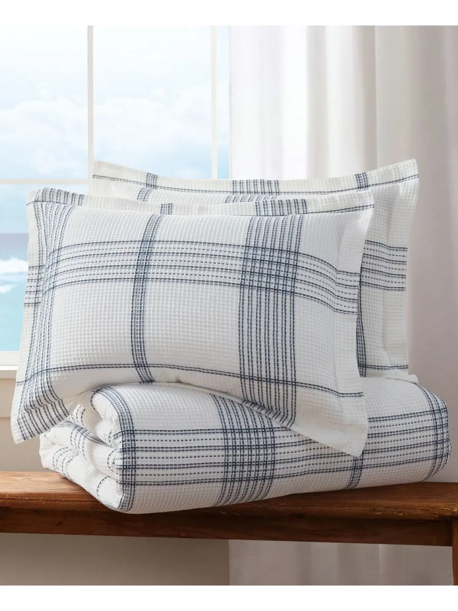 Комплект постельного белья Home Waffle Plaid, 2 предмета, размер Twin Levtex — изображение 4 из 6, темно-синий