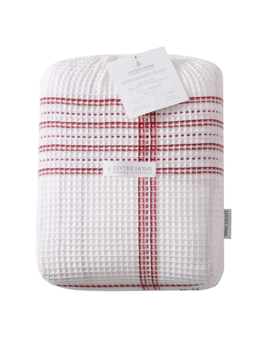Комплект постельного белья Home Waffle Plaid, 2 предмета, размер Twin Levtex — изображение 2 из 7, красный