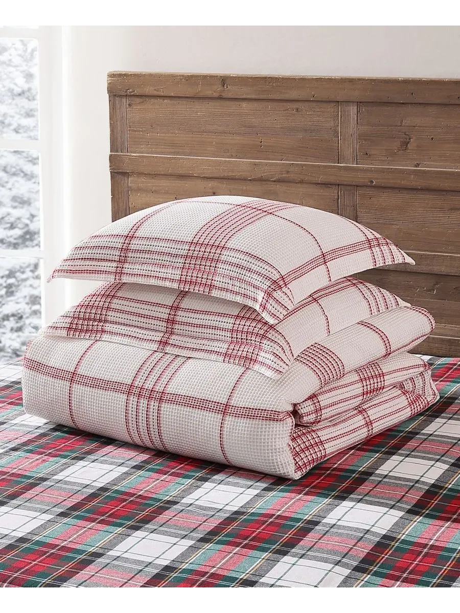 Комплект постельного белья Home Waffle Plaid, 2 предмета, размер Twin Levtex — изображение 6 из 7, красный