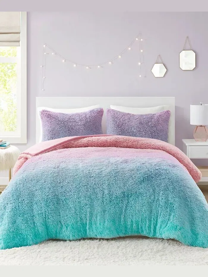 Комплект одеял из трех предметов из искусственного меха Primrose Ombre Shaggy, Full/Queen Mi Zone — мульти