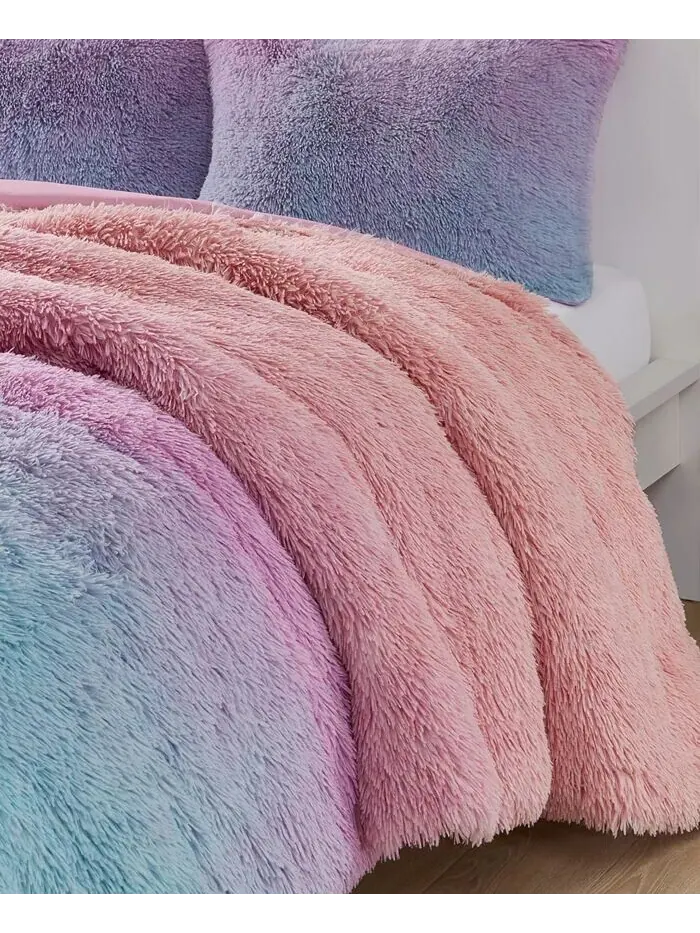 Комплект одеял из трех предметов из искусственного меха Primrose Ombre Shaggy, Full/Queen Mi Zone — изображение 7 из 9