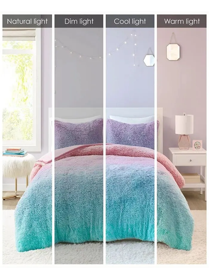 Комплект одеял из трех предметов из искусственного меха Primrose Ombre Shaggy, Full/Queen Mi Zone — изображение 9 из 9