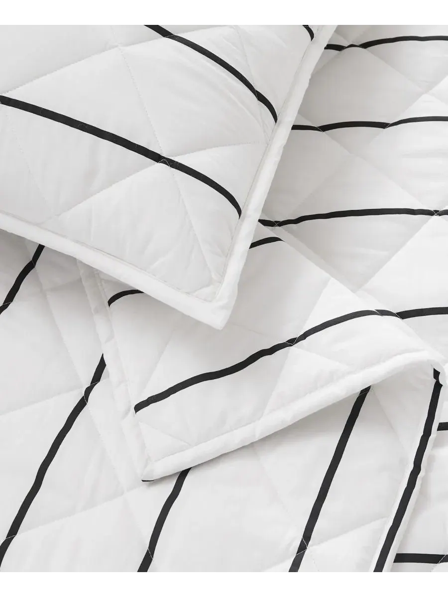 Комплект стеганого покрывала Hayward Stripe, 3 предмета, Full/Queen Brooklyn Loom — изображение 6 из 6, белый черный
