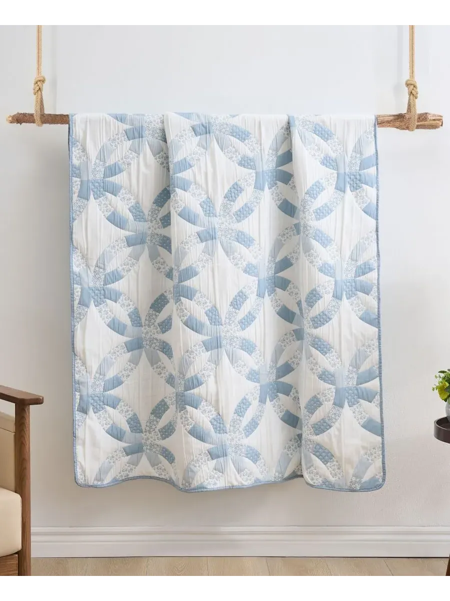 Двустороннее жаккардовое покрывало «Обручальное кольцо», 127 x 152 см Greenland Home Fashions — изображение 2 из 6, синий
