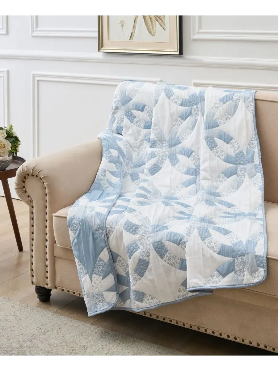 Двустороннее жаккардовое покрывало «Обручальное кольцо», 127 x 152 см Greenland Home Fashions — изображение 4 из 6, синий