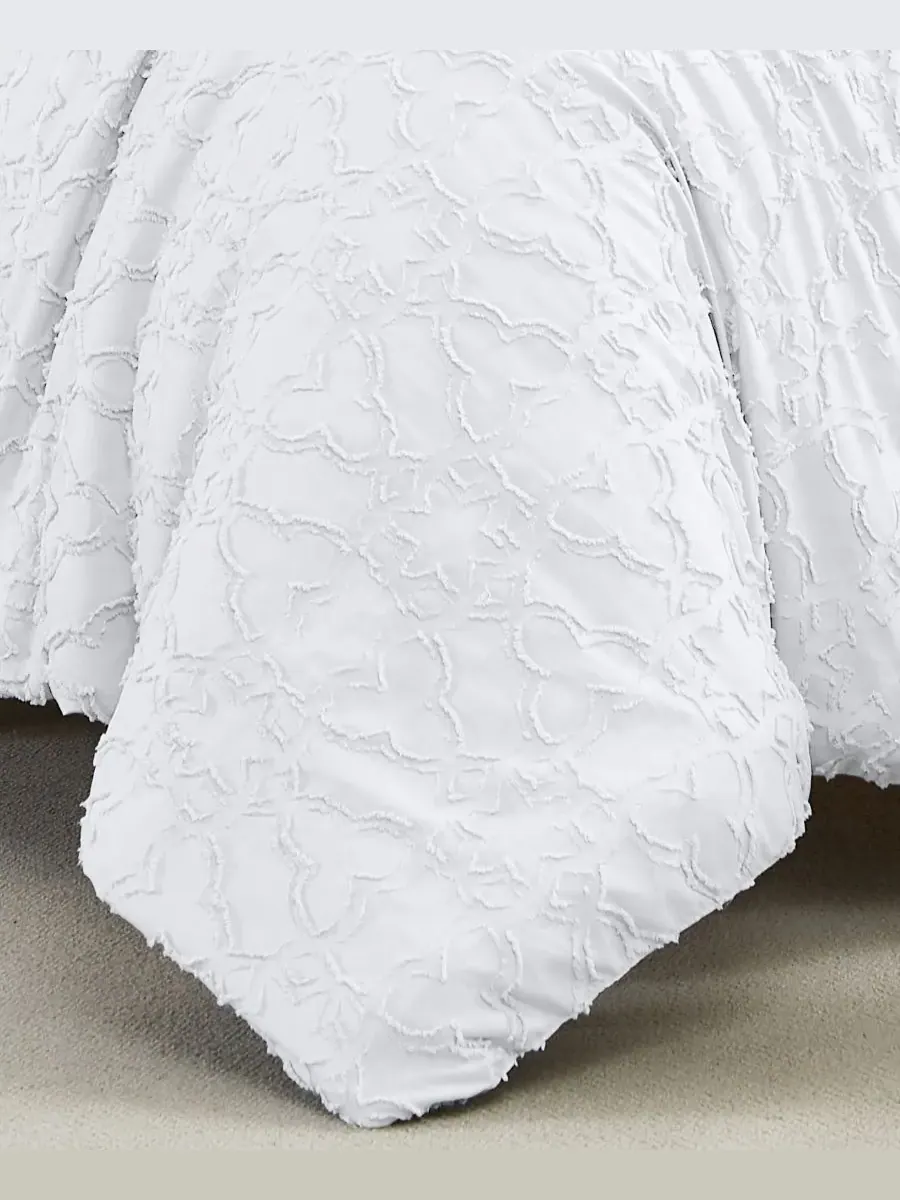 Комплект постельного белья Stella Clipped Jacquard из 3 предметов, размер Full/Queen Southshore — изображение 4 из 6, белый