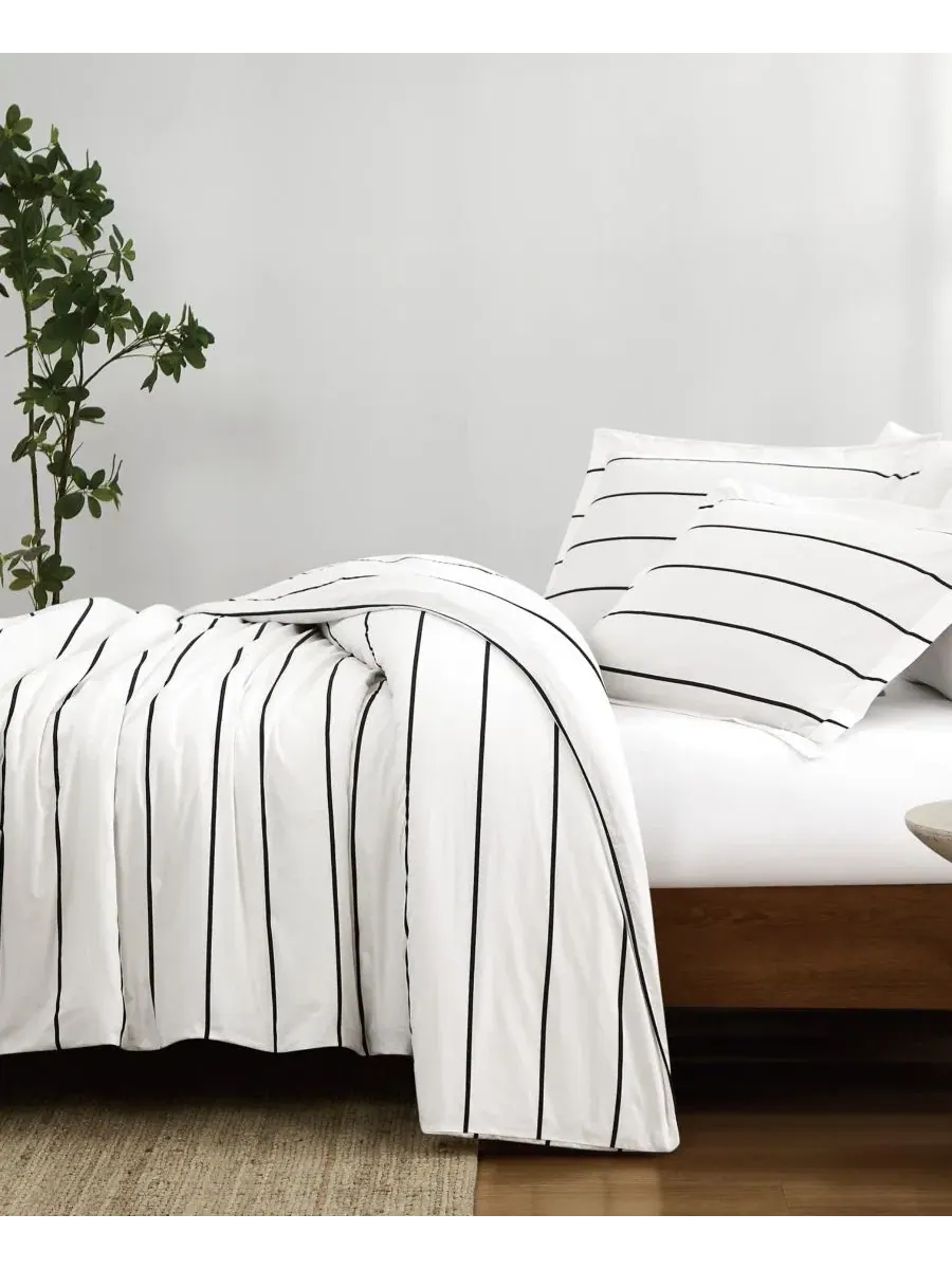 Комплект пододеяльников Hayward Stripe Brooklyn Loom — изображение 2 из 5, белый черный