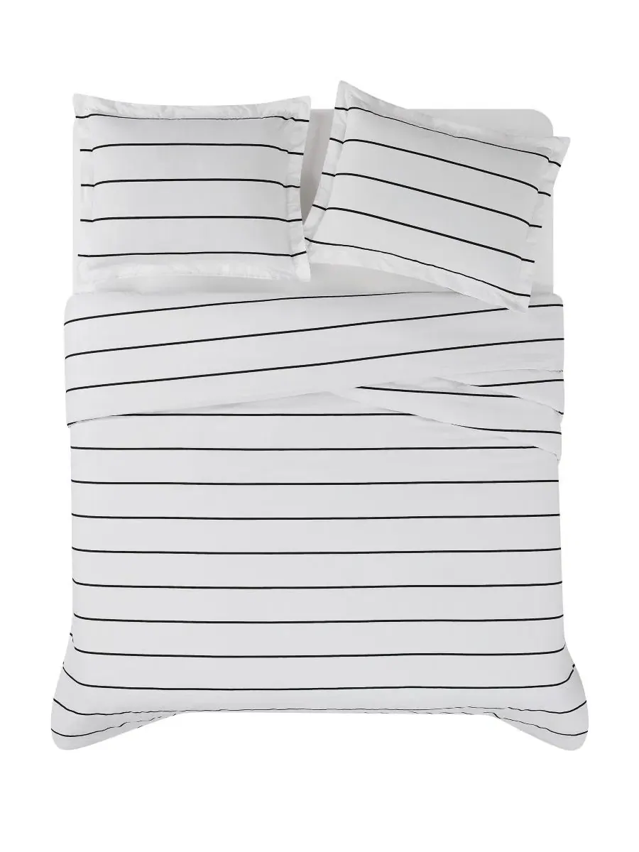 Комплект пододеяльников Hayward Stripe Brooklyn Loom — изображение 3 из 5, белый черный
