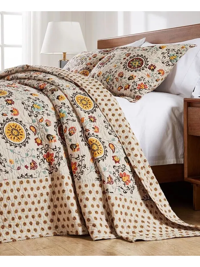 Андорра 100% хлопок Покрывало в стиле сюзани в стиле бохо Коллекция Greenland Home Fashions — изображение 4 из 4, тауп