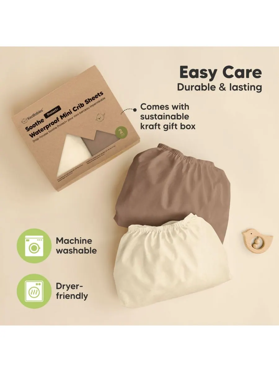 Комплект из 2 хлопковых простыней для детской кроватки Soothe Pack N Play (38x26 дюймов) для — изображение 8 из 9, бежевый