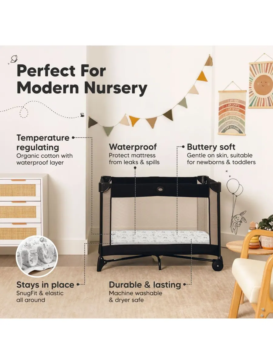 Комплект из 2 хлопковых простыней для детской кроватки Soothe Pack N Play (38x26 дюймов) для — изображение 5 из 9