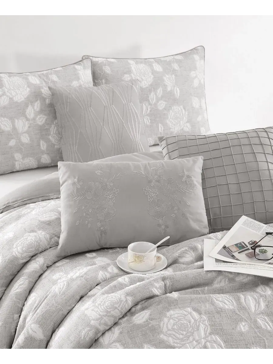 Комплект постельного белья Leana Floral 7-Piece, Queen Stratford Park — изображение 3 из 6, серый