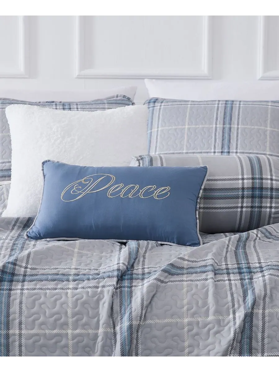 Комплект постельного белья Vilano Plaid из 6 предметов, размер Full/Queen Southshore Fine Linens — изображение 3 из 5, серый