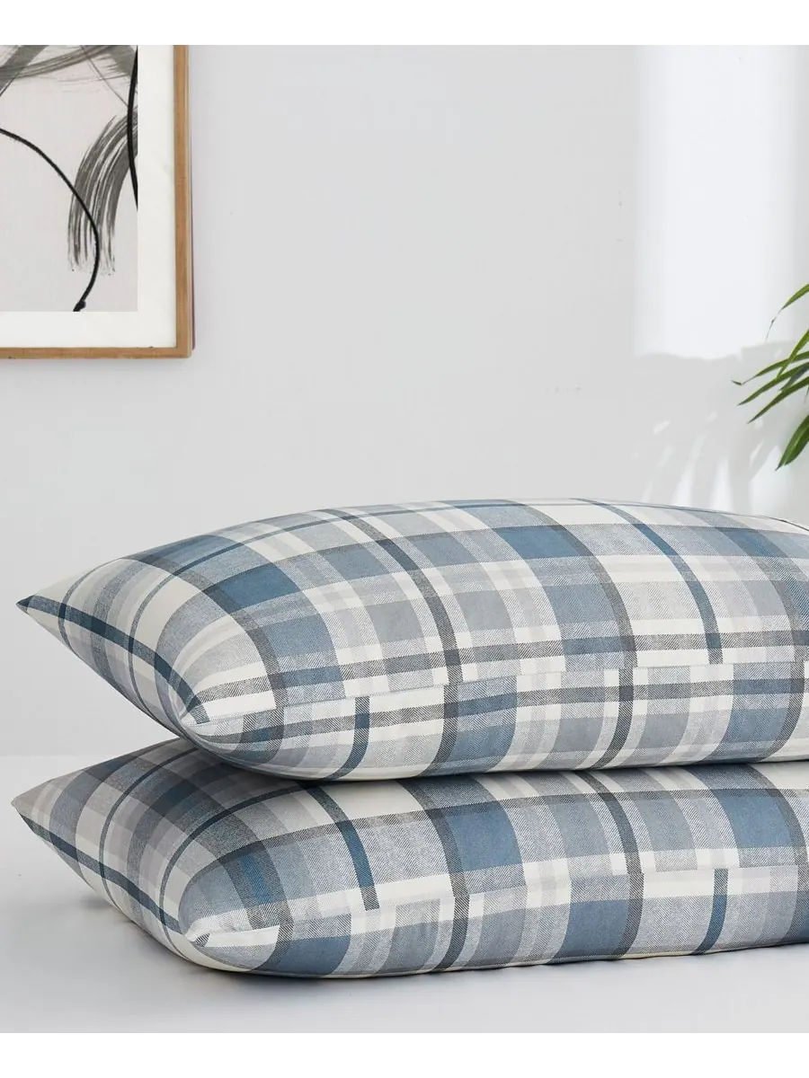 Комплект постельного белья Highland Plaid с очень глубокими карманами, плотность ткани 300 нитей, 4 — изображение 4 из 5