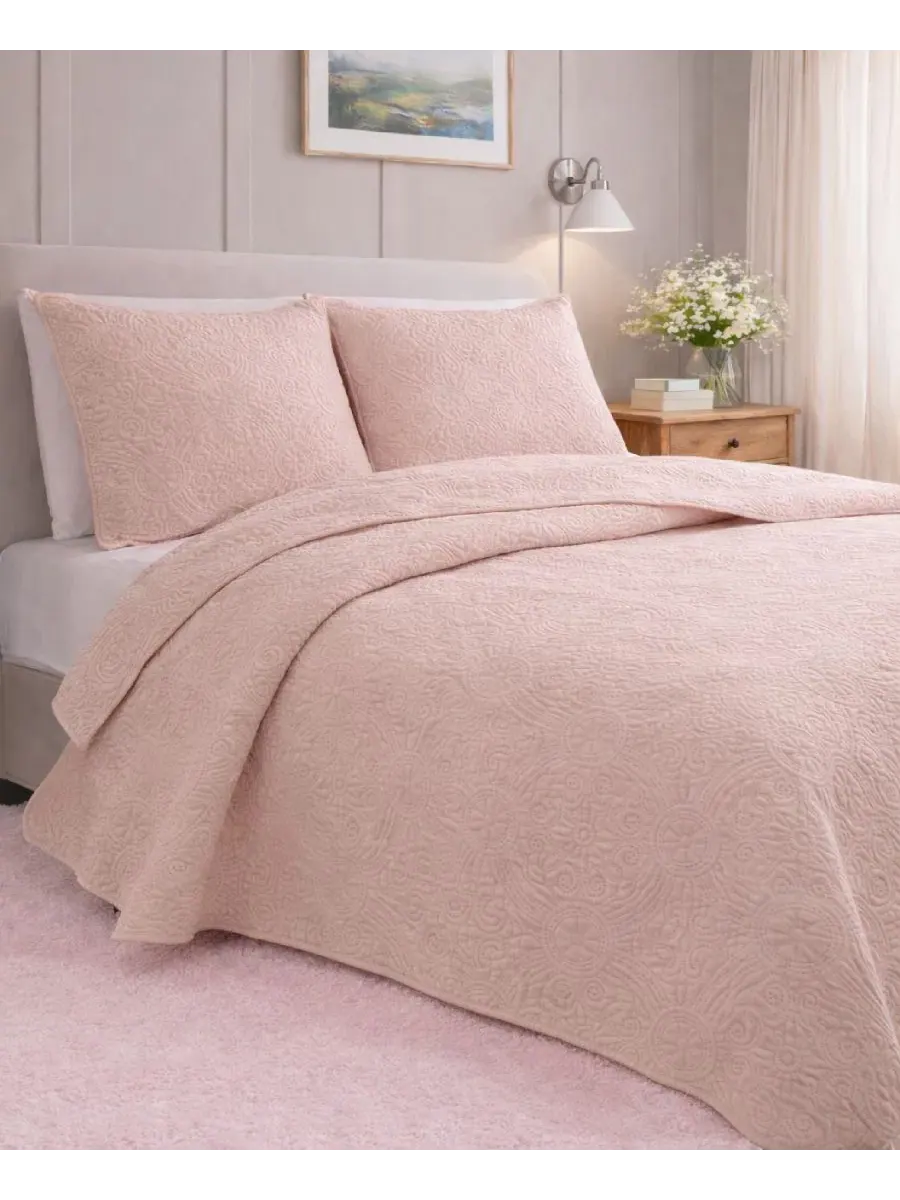 Стеганый комплект постельного белья Mischa Medallion Simply Soft — изображение 2 из 6, розовый