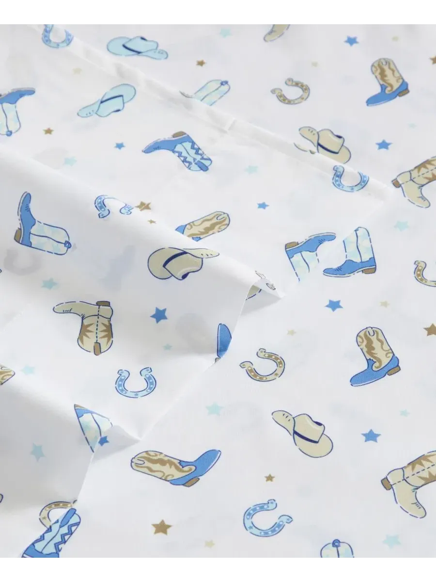 Комплект постельного белья из микрофибры с принтом Rodeo Star Wrangler Kids, Twin — изображение 3 из 7, белый синий