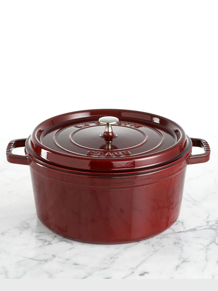 Круглая чугунная кокотница Staub, 30 см, 8.35 л, гранатовый