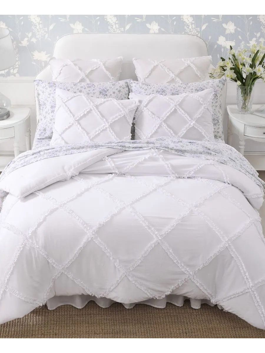 Комплект постельного белья Norah из микрофибры, 2 предмета, размер Twin XL Laura Ashley — изображение 2 из 8, белый