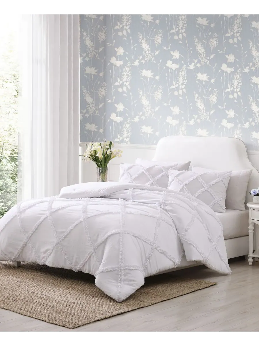 Комплект постельного белья Norah из микрофибры, 2 предмета, размер Twin XL Laura Ashley — изображение 3 из 8, белый