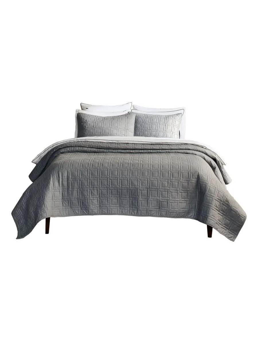 Комплект постельного белья Logo Cotton из 3 предметов, размер Full/Queen Lacoste Home — изображение 4 из 8, серый