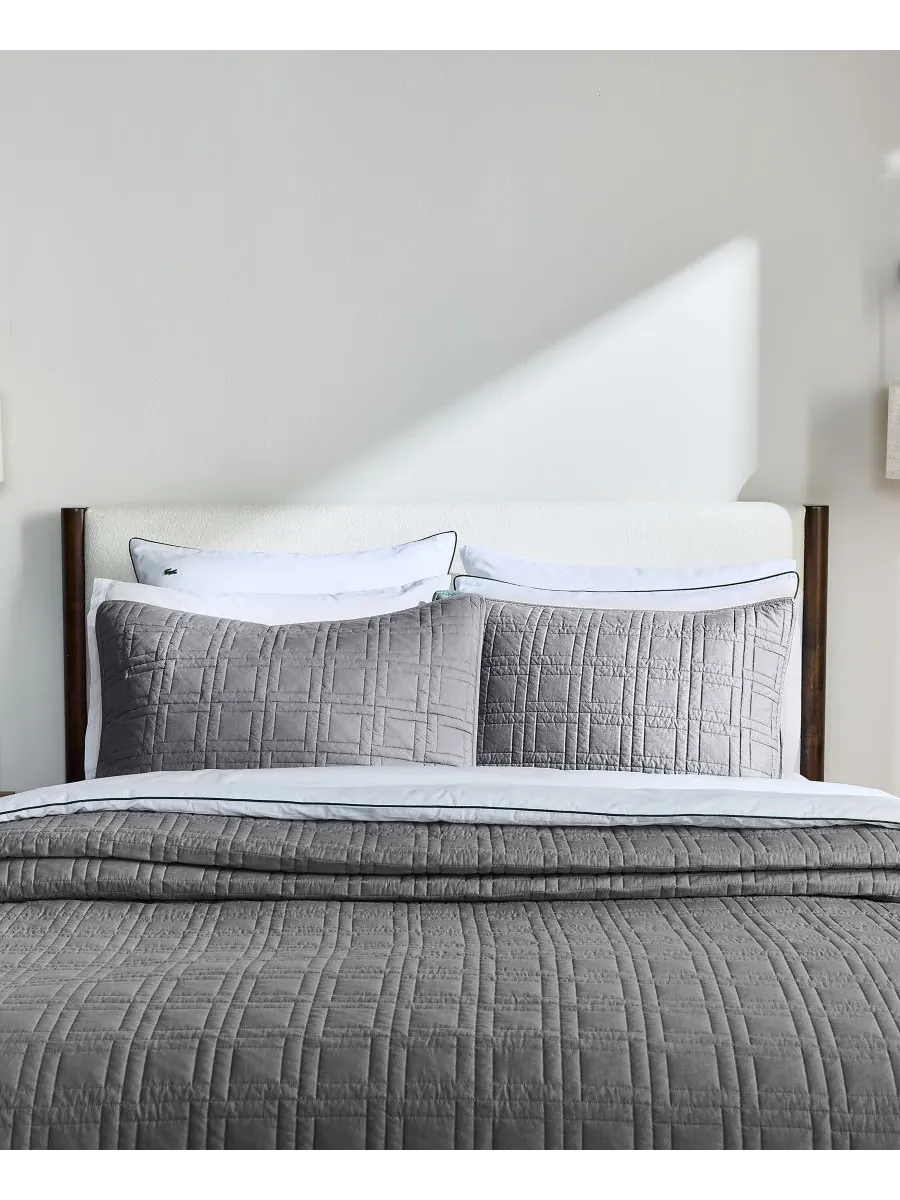Комплект постельного белья Logo Cotton из 3 предметов, размер Full/Queen Lacoste Home — изображение 7 из 8, серый