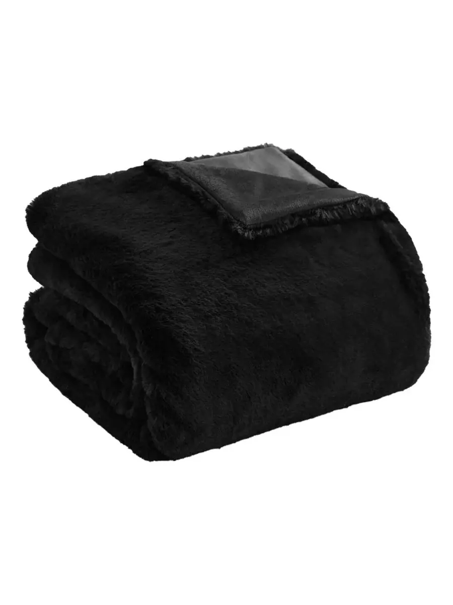 Большой пушистый однотонный плед из искусственного меха, 127 x 178 см Juicy Couture — изображение 5 из 6, черный