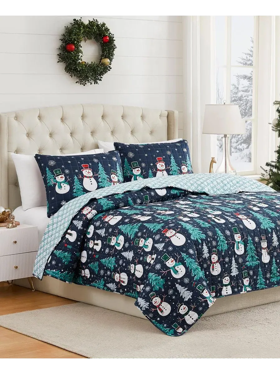Набор стеганых одеял Snowman Reversible 3-Pc. Quilt Set, Full/Queen Avanti