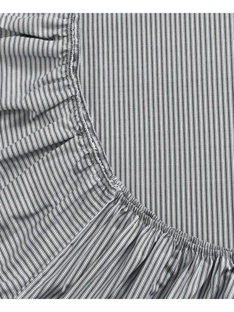 Простыня на резинке хлопковая перкаль 300 нитей Tommy Hilfiger, Full — изображение 5 из 6, белый темно-синий