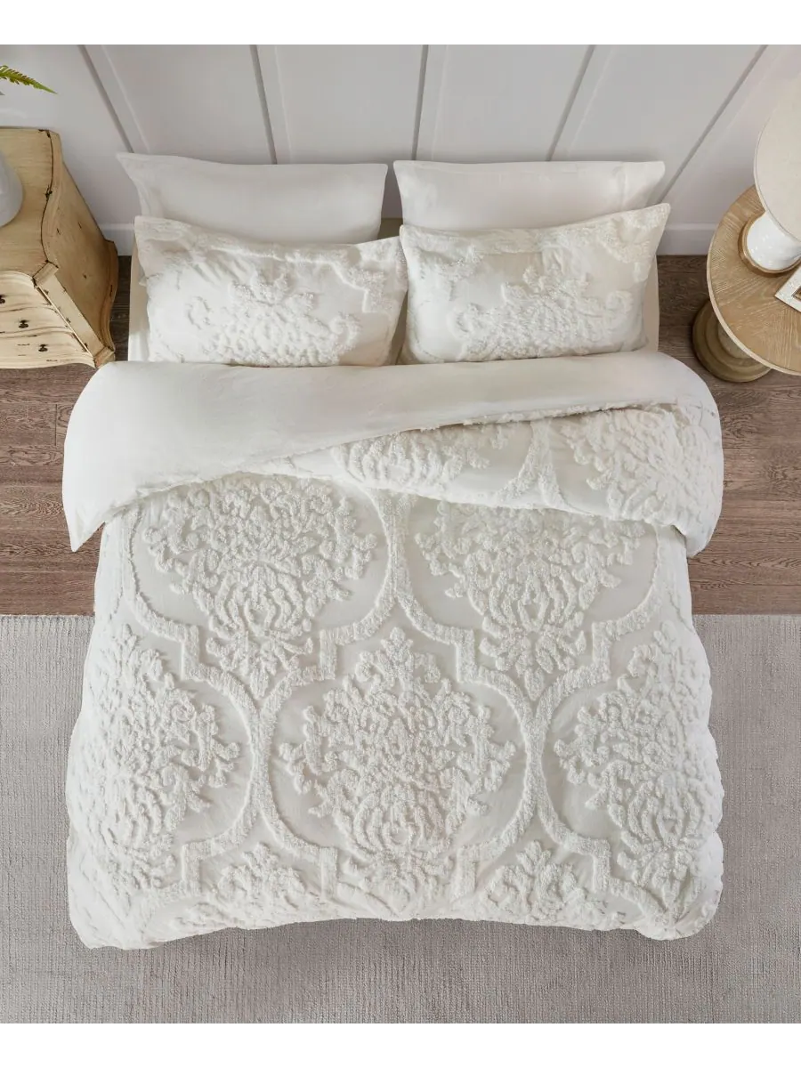 Комплект постельного белья viola damask tufted из 3 предметов, размер full/queen. Madison Park — изображение 8 из 9, белый