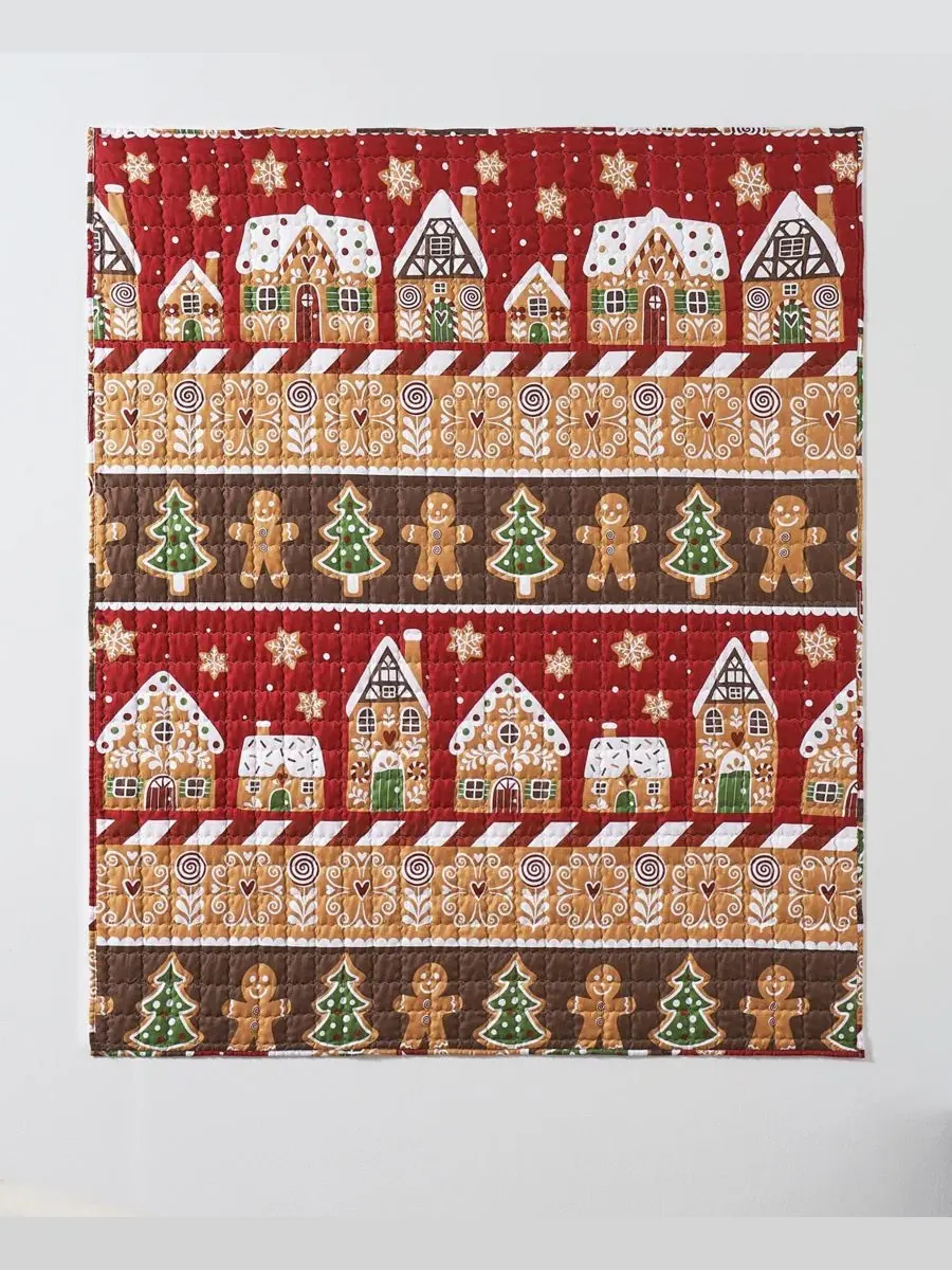 Плед с рождественским принтом Gingerbread Lane Greenland Home Fashions — изображение 2 из 5, красный