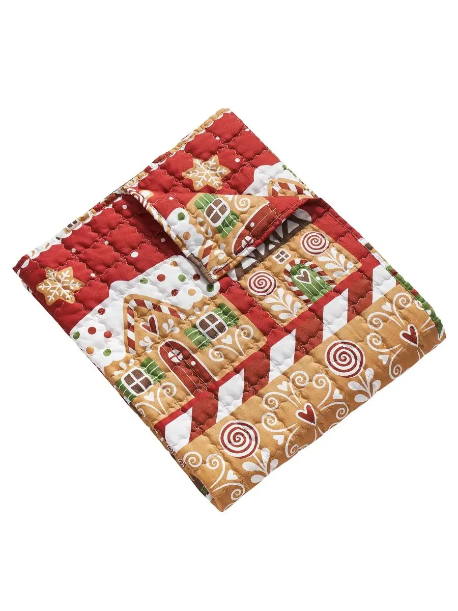 Плед с рождественским принтом Gingerbread Lane Greenland Home Fashions — изображение 4 из 5, красный