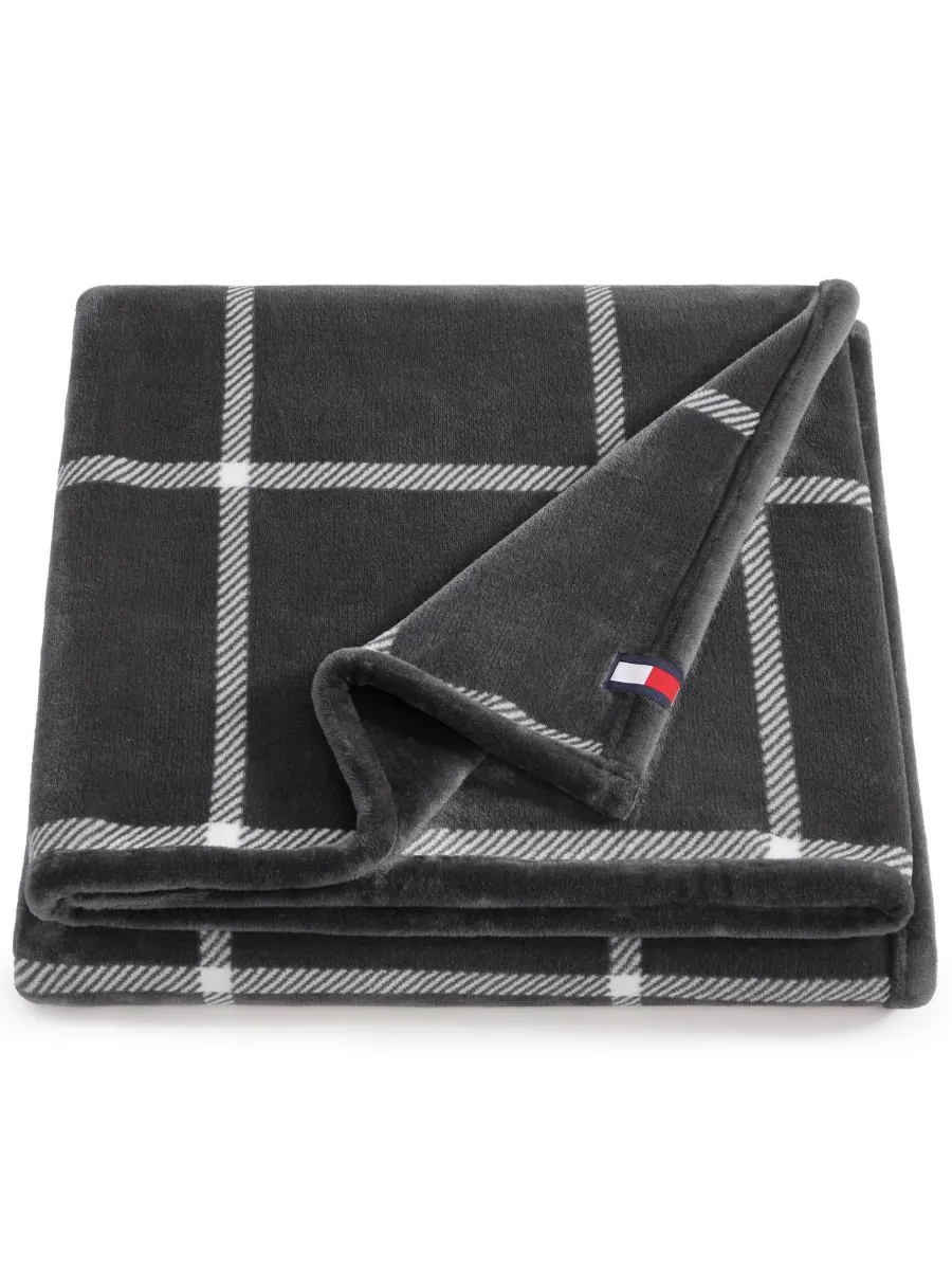 Мягкий плед в клетку с принтом, 70 x 50 дюймов Tommy Hilfiger