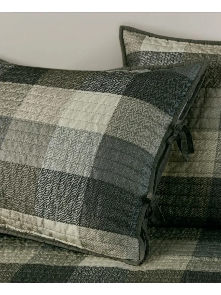 Комплект постельного белья Ridge Herringbone из 6 предметов, для дивана-кровати Madison Park — изображение 10 из 10, серый