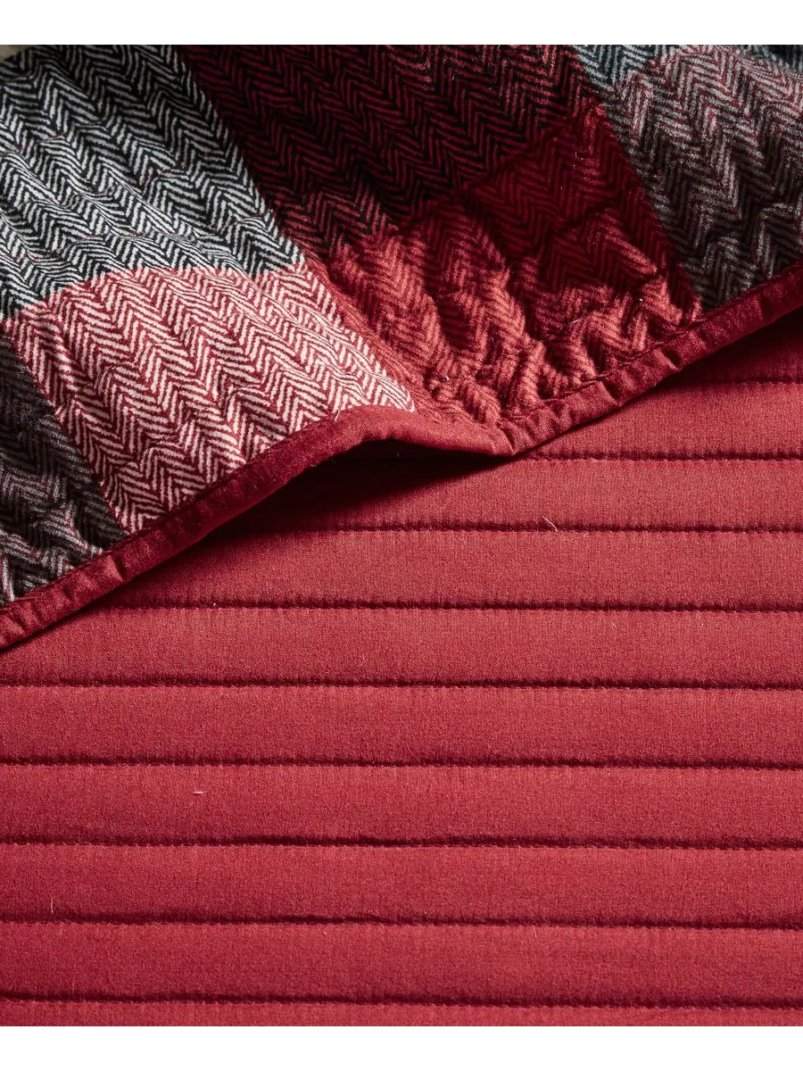 Комплект постельного белья Ridge Herringbone из 6 предметов, для дивана-кровати Madison Park — изображение 10 из 10, красный