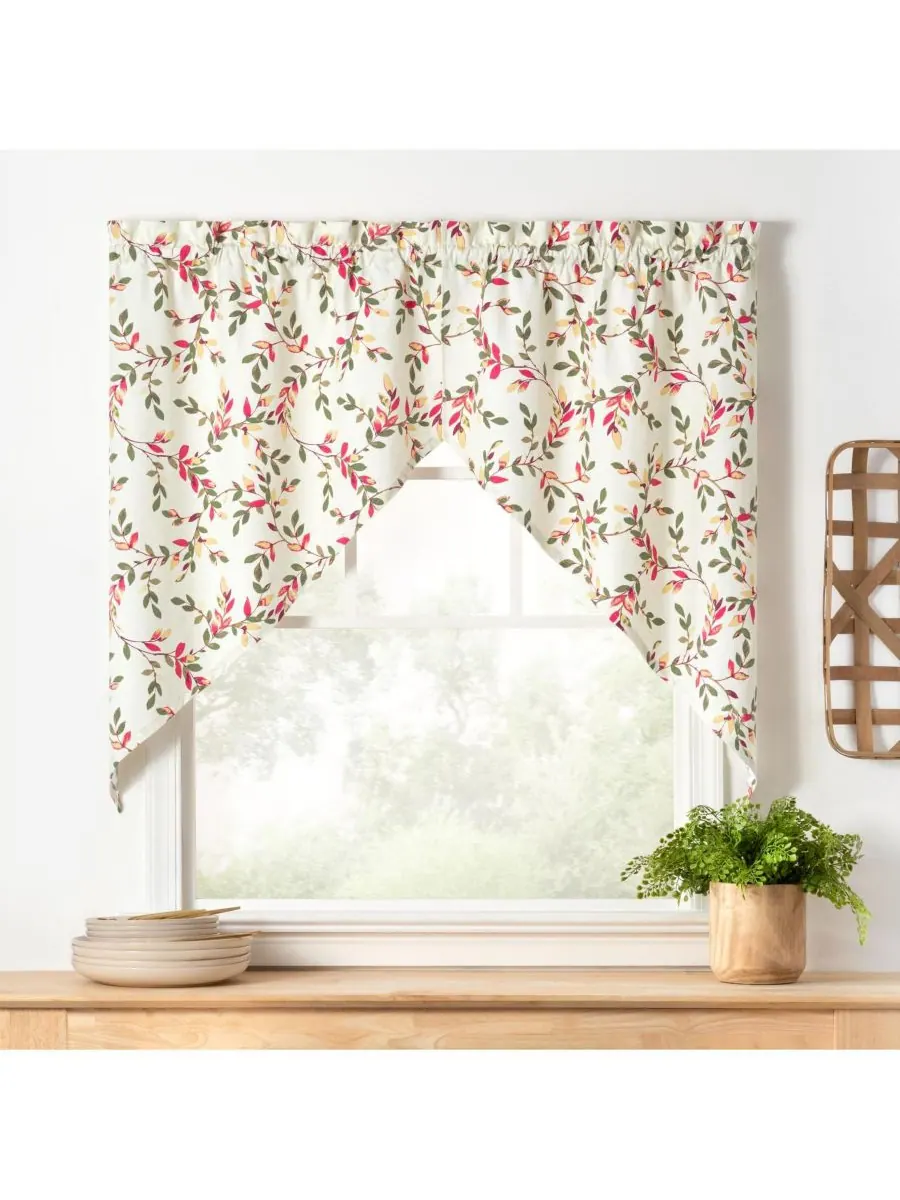 Ellis Curtain Стильная винтажная драпировка Ellis среднего размера с принтом в виде виноградной — изображение 2 из 5, пекан