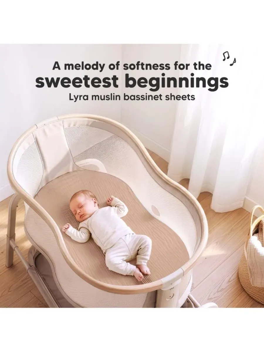 Комплект простыней для колыбели Lyra Muslin 2 шт KeaBabies — изображение 2 из 9, миндальный