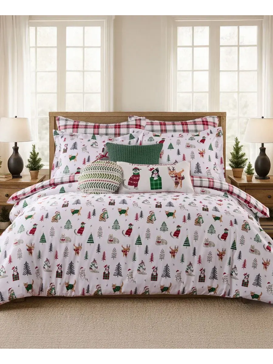 Комплект двустороннего пододеяльника Meowy Christmas Reversible Levtex Home