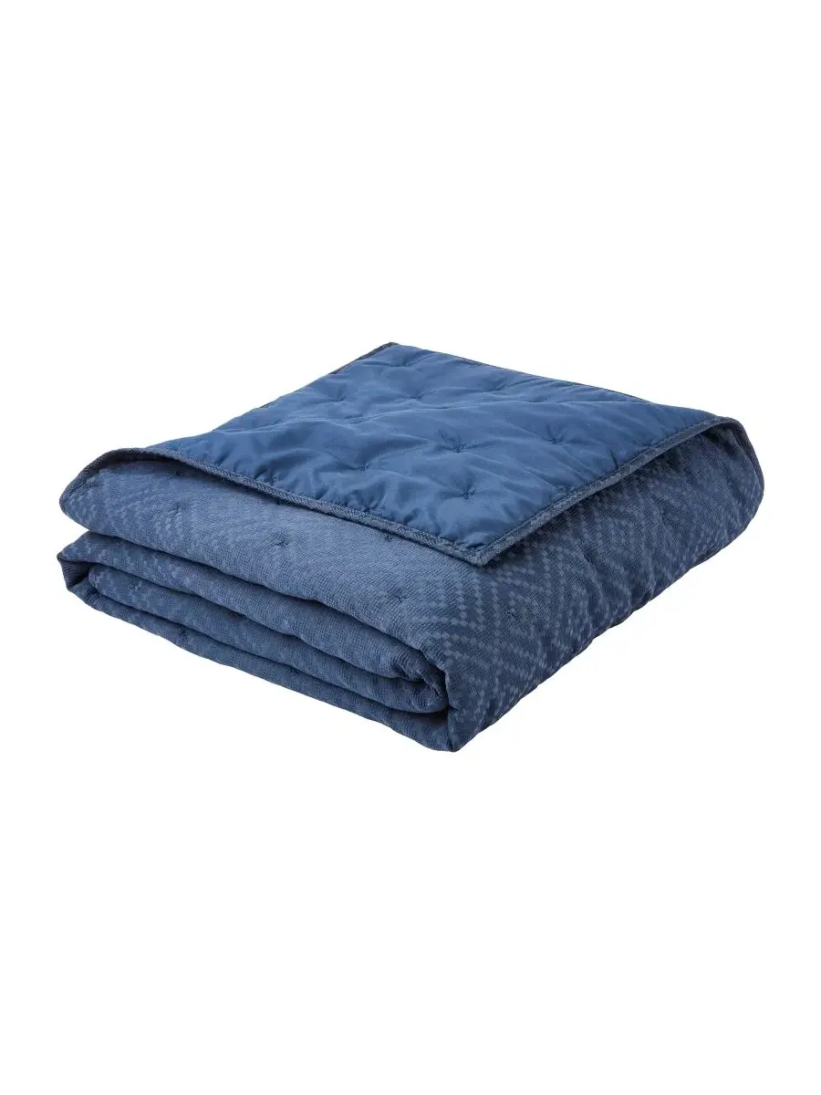 Комплект стеганого покрывала с жаккардовым узором Torringford Jacquard Anne Klein — изображение 5 из 6, темно-синий
