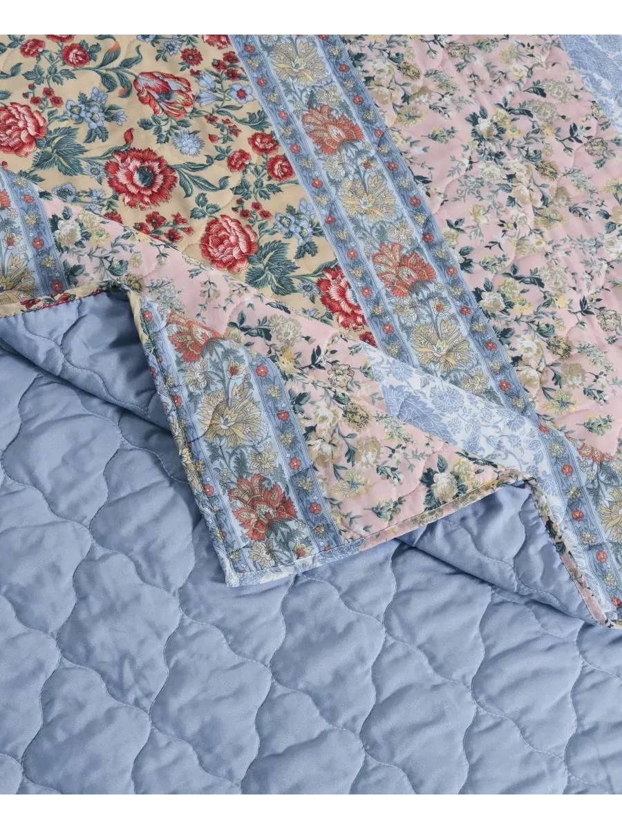Двусторонний плед Kressida из смесовой хлопковой ткани, 127 x 152 см Greenland Home Fashions — изображение 4 из 7, синий